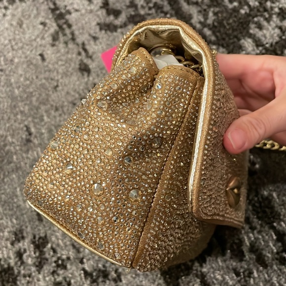 Betsey Johnson gold rhinestone crossbody purse - Picture 9 of 9